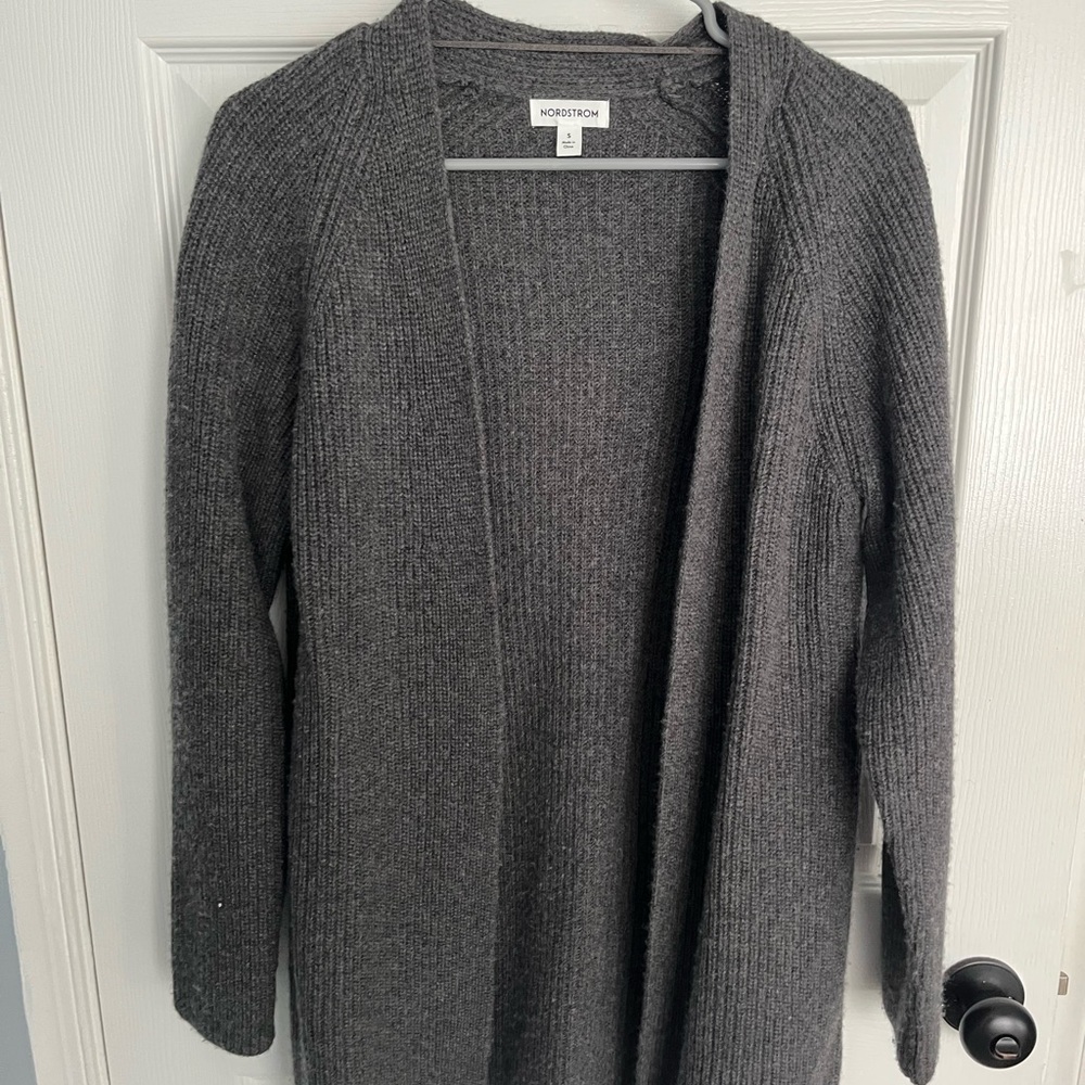 Nordstrom Charcoal Open-Front Cardigan